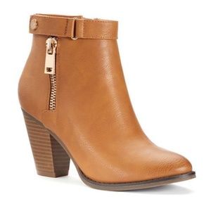 Women's Zipper Ankle Boots in Cognac - Size 8